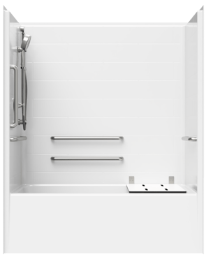 Single-Piece Tub Shower with Simulated Tile