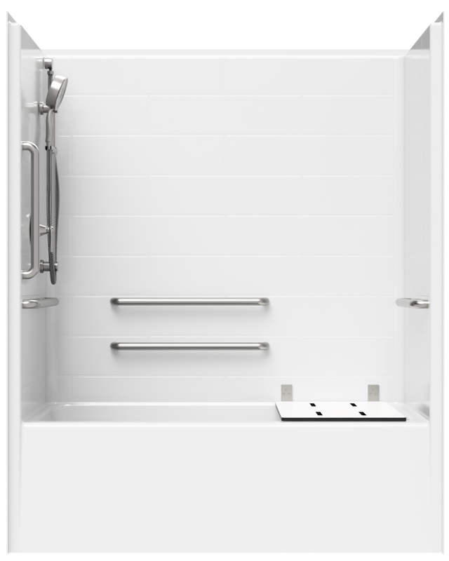 Single-Piece Tub Shower with Simulated Tile